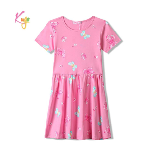 Dívčí šaty kr.r. Kugo SS3585 s motýly růžové